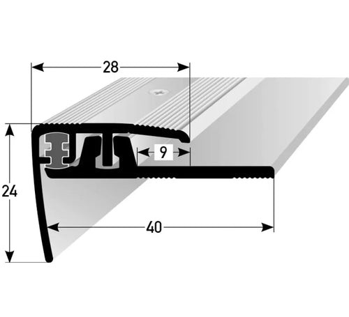 Cavum Treppenkantenprofil für Klick-Designböden, Aufbauhöhe 4–7 mm – Herstellerabbildung der Profilform